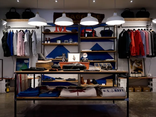 Retail storefront with merchandise on display