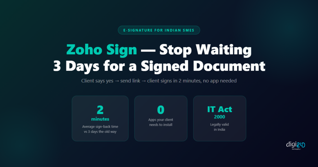 Zoho Sign e-signature — client signing a document on their phone in the browser